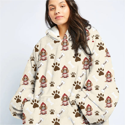 Personalized Pup In Ugly Sweater Blanket Hoodie