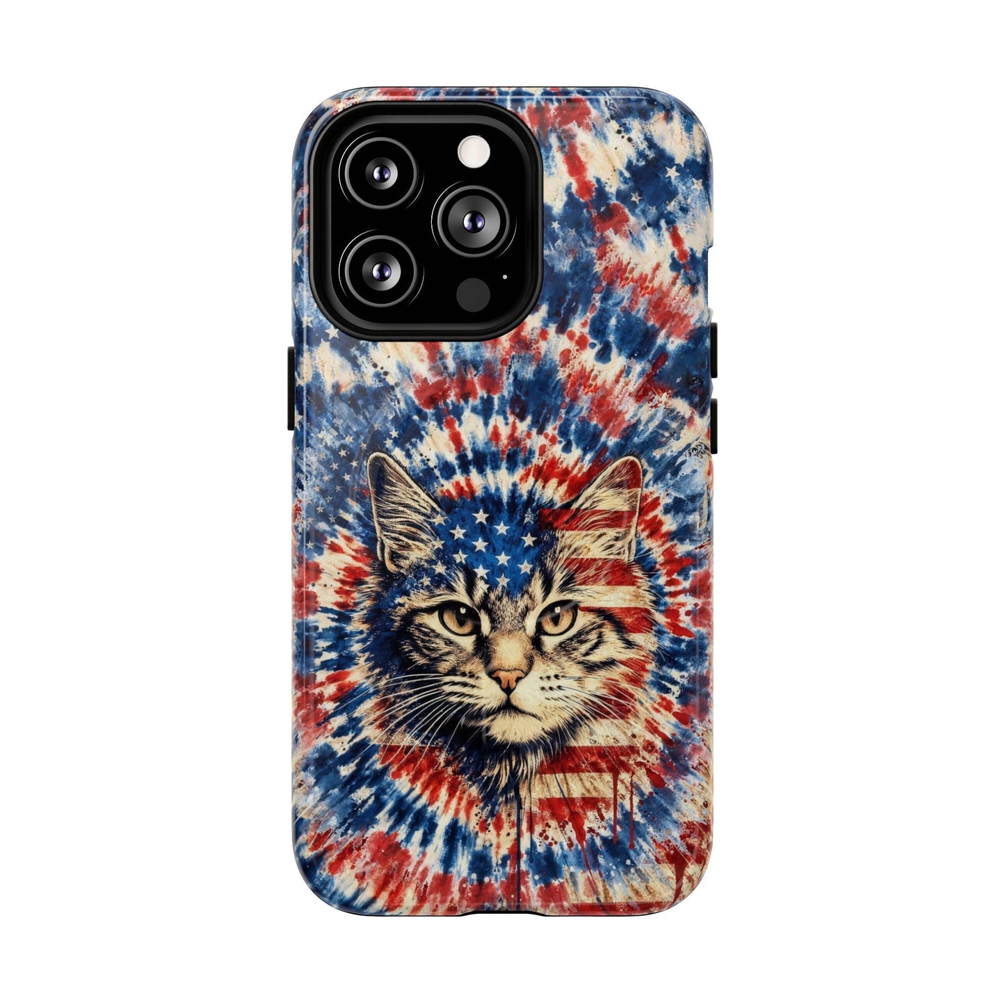 CAT RED WHITE & BLUE VINTAGE MAGNETIC PHONE CASE  - TLHG2004262
