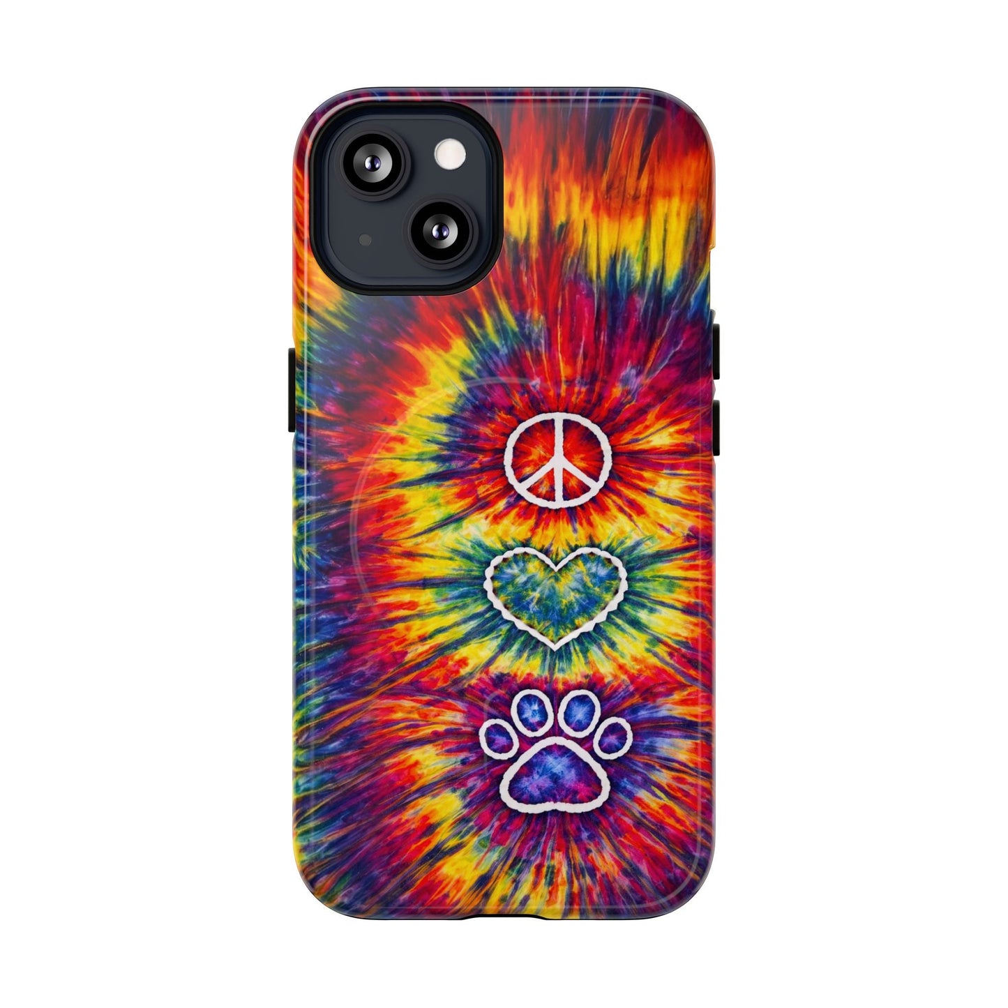 PEACE LOVE PAW PRINT COLORFUL MAGNETIC PHONE CASE - TLNT1604262