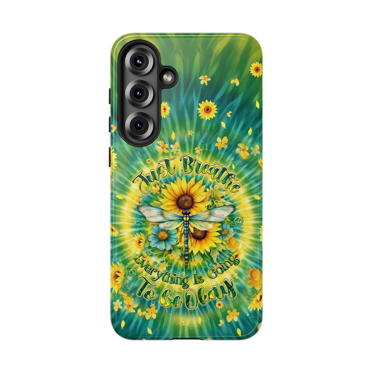 JUST BREATHE DRAGONFLY FLORAL SWIRL PHONE CASE  - TLHG1304263