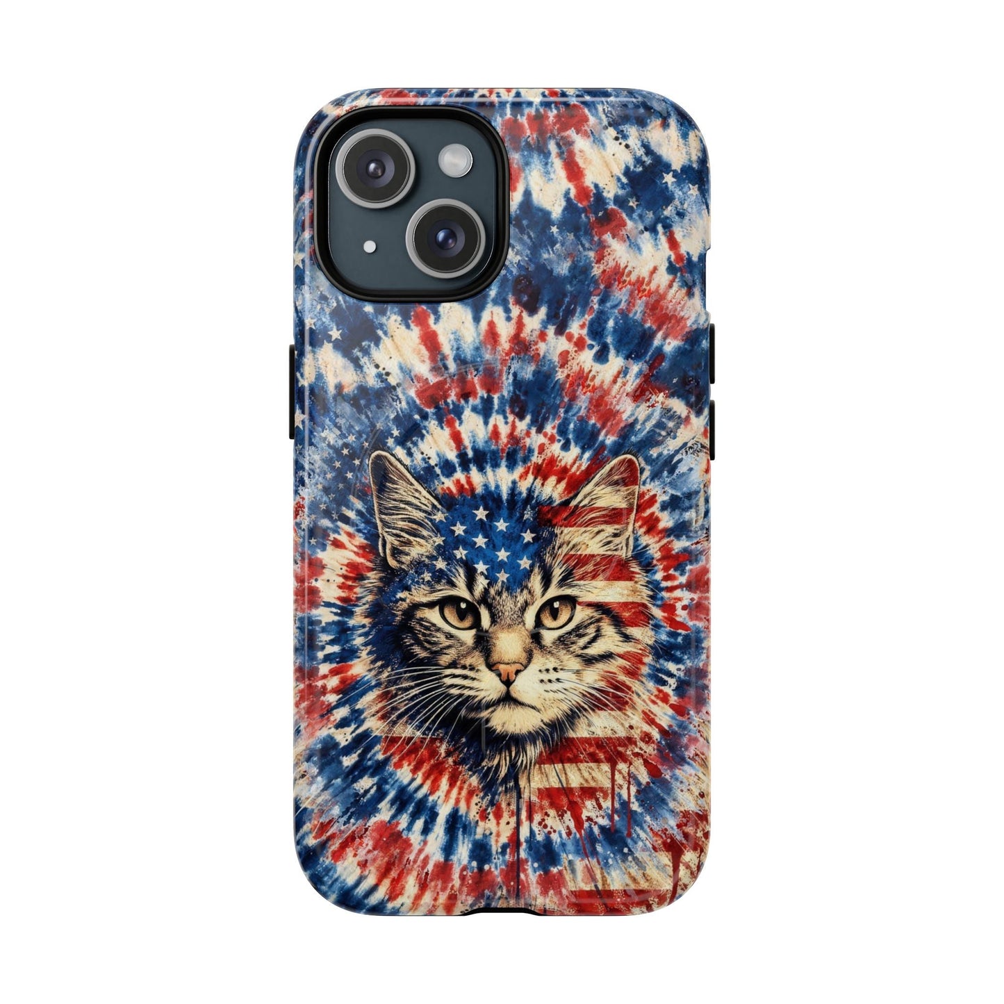 CAT RED WHITE & BLUE VINTAGE MAGNETIC PHONE CASE  - TLHG2004262