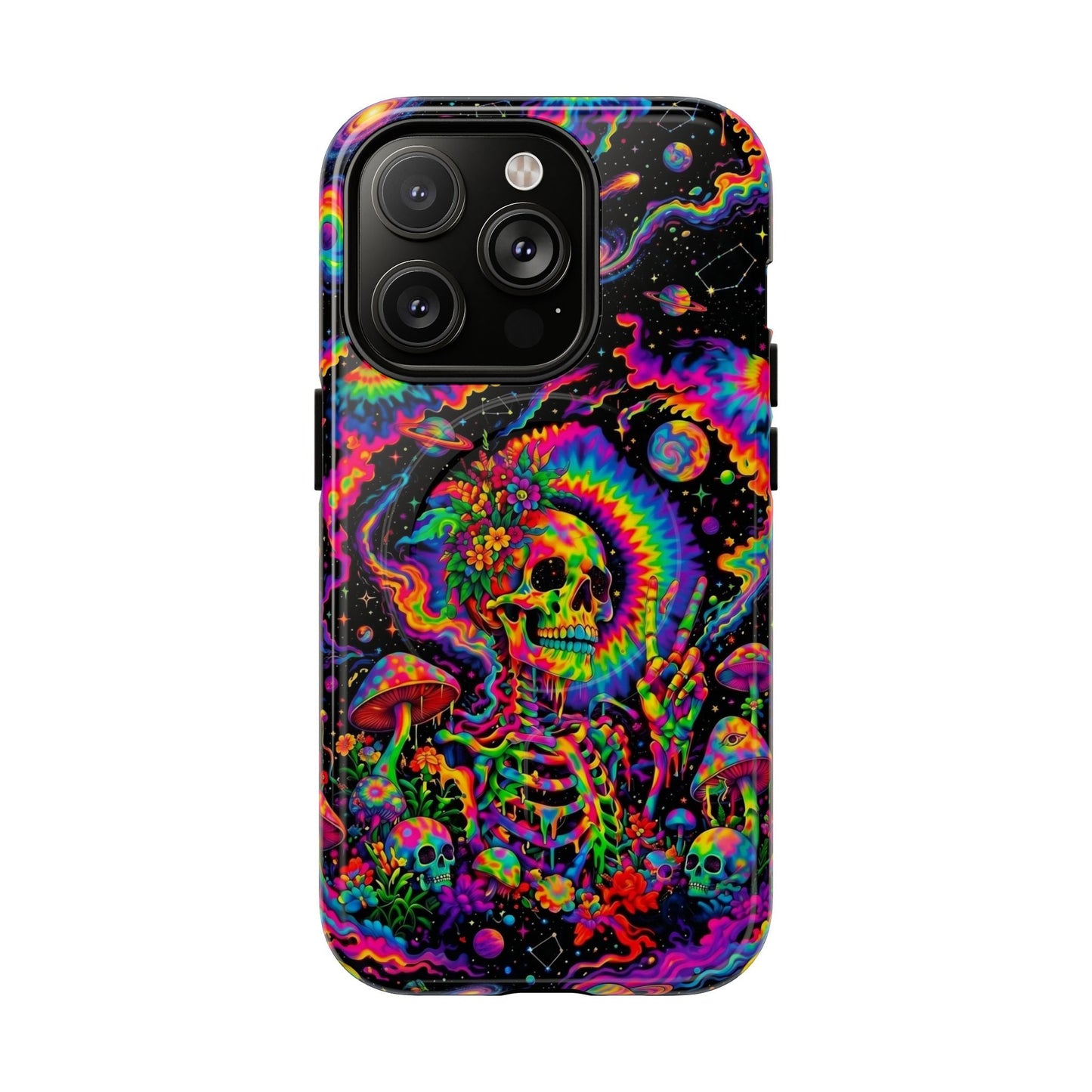 HIPPIE SKULL PSYCHEDELIC MAGNETIC PHONE CASE  - TLNO2904262