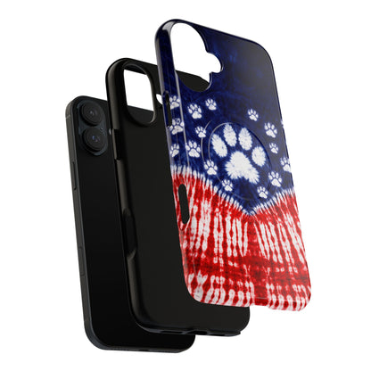 PAW PRINT RED WHITE & BLUE MAGNETIC PHONE CASE - TLTW1604262