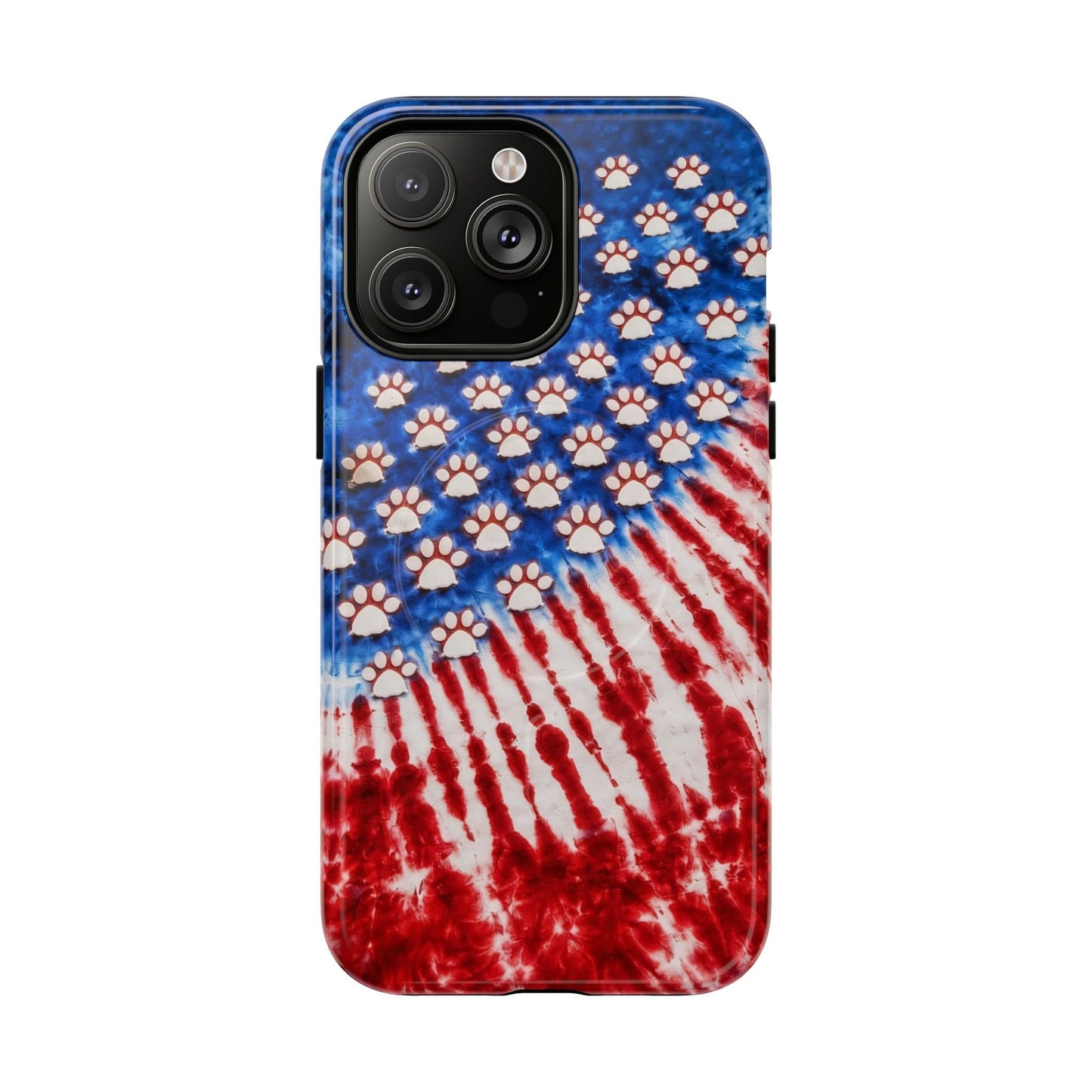 PAW PRINT RED WHITE & BLUE MAGNETIC PHONE CASE - TLHG1704262
