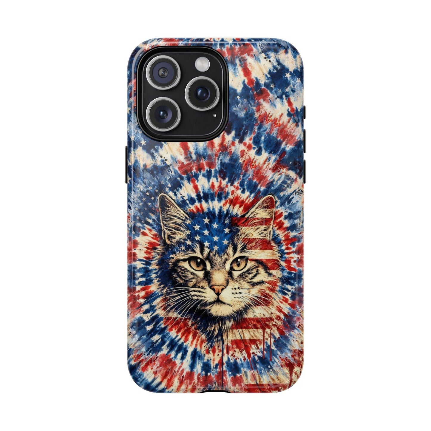 CAT RED WHITE & BLUE VINTAGE MAGNETIC PHONE CASE  - TLHG2004262