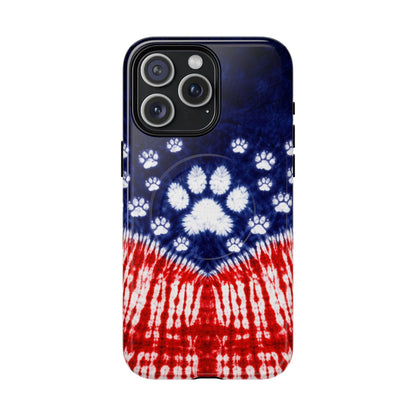 PAW PRINT RED WHITE & BLUE MAGNETIC PHONE CASE - TLTW1604262