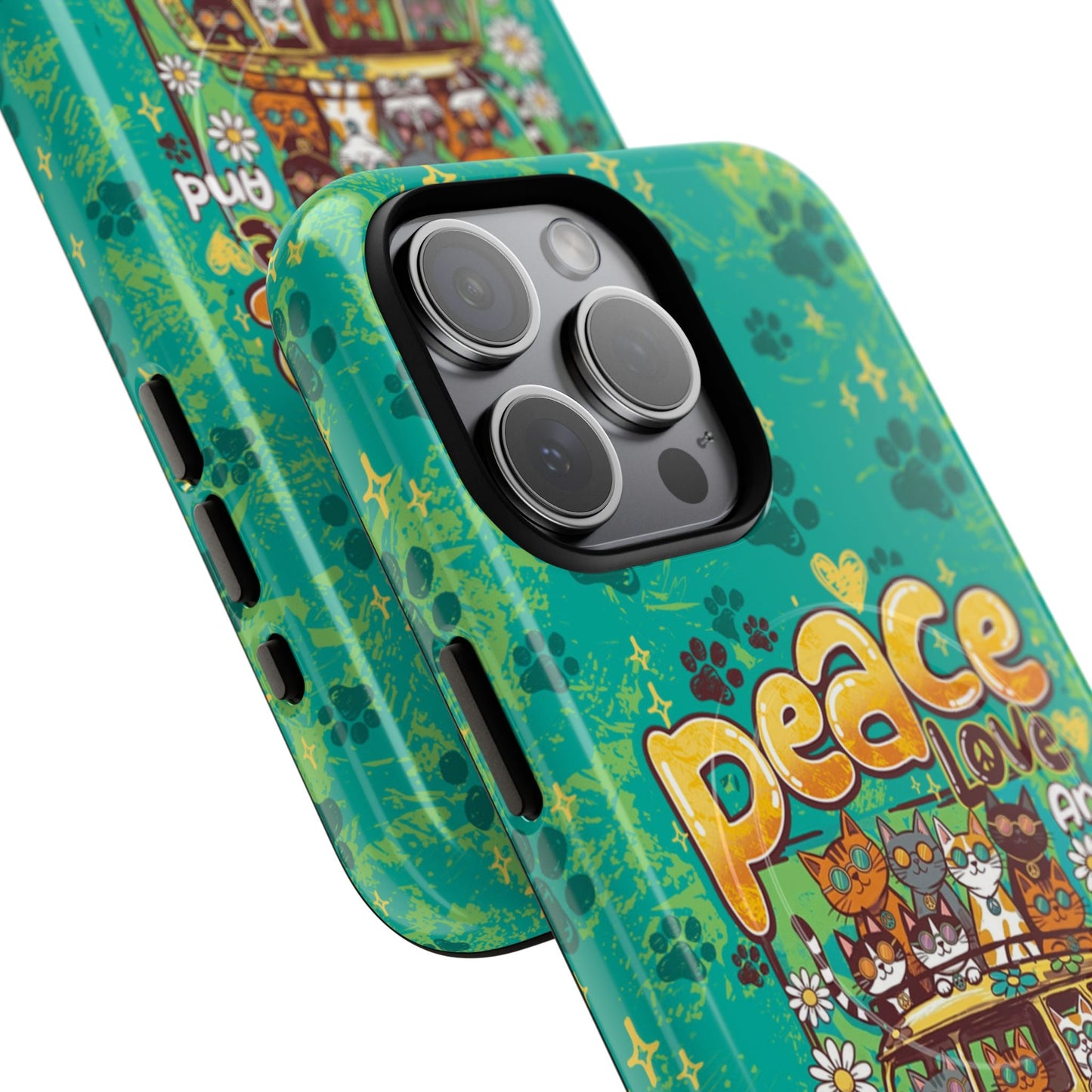 PEACE LOVE AND MEOW CATS MAGNETIC PHONE CASE - TY0707263