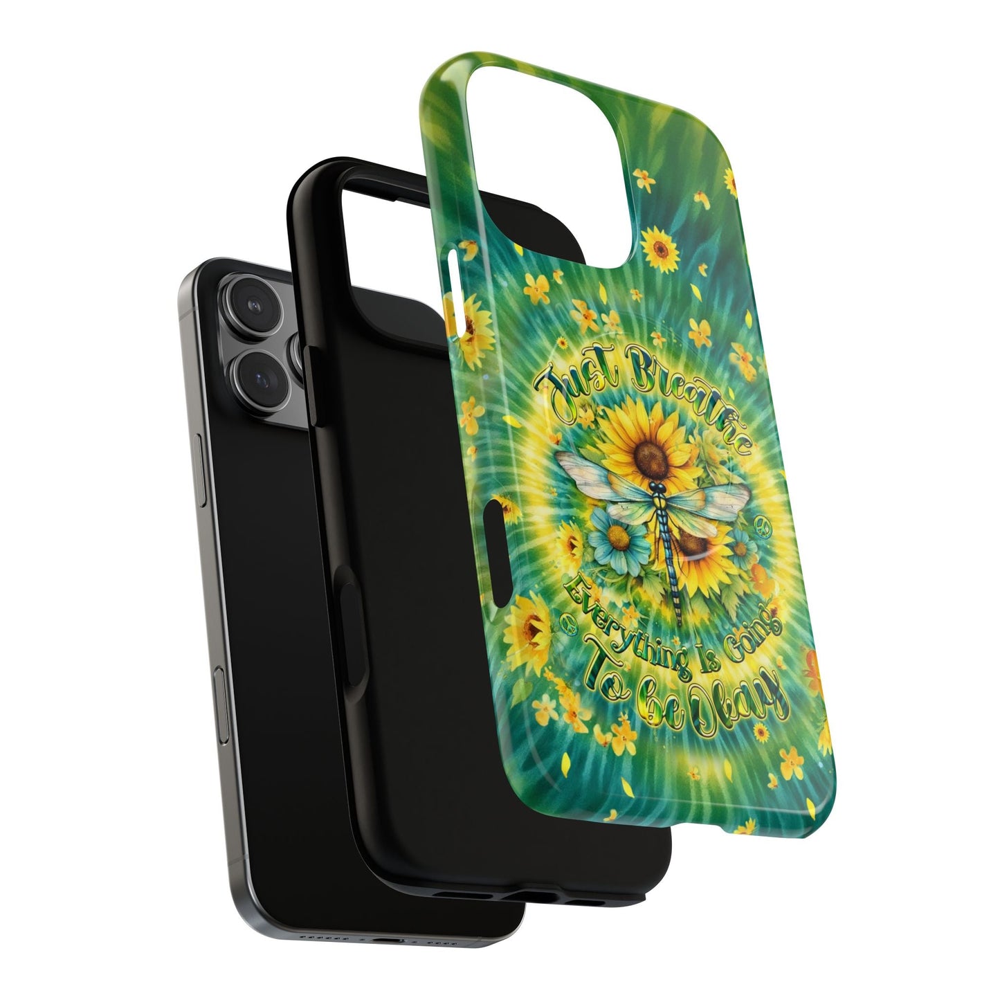 JUST BREATHE DRAGONFLY FLORAL MAGNETIC PHONE CASE  - TLHG1304263