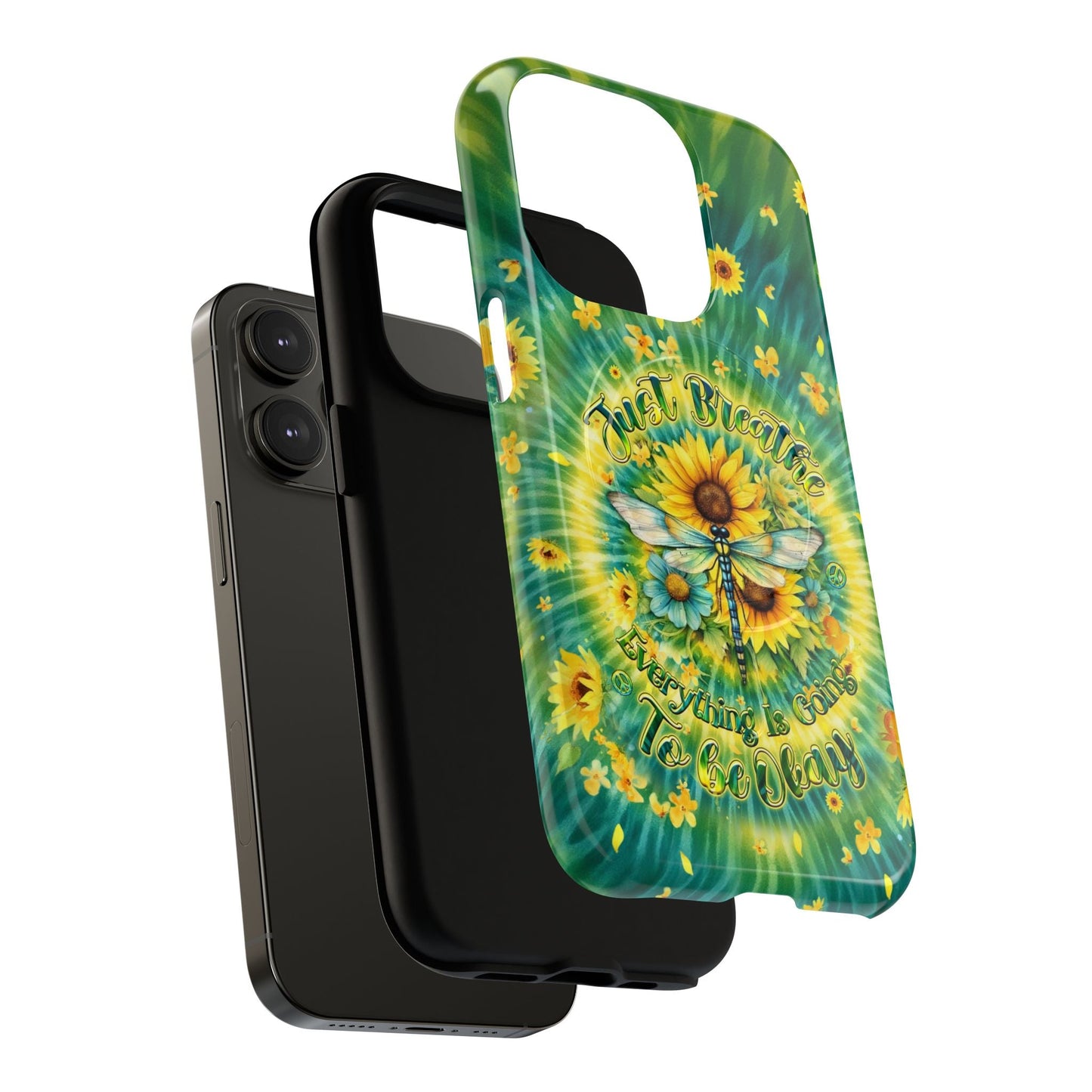JUST BREATHE DRAGONFLY FLORAL MAGNETIC PHONE CASE  - TLHG1304263
