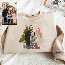 Load image into Gallery viewer, Christmas Embroidered Family Photo Hoodie Sweatshirt T-Shirt
