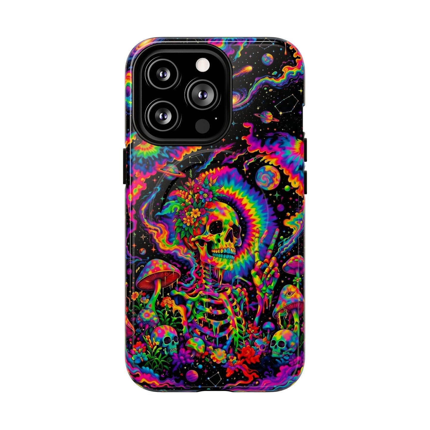 HIPPIE SKULL PSYCHEDELIC MAGNETIC PHONE CASE  - TLNO2904262