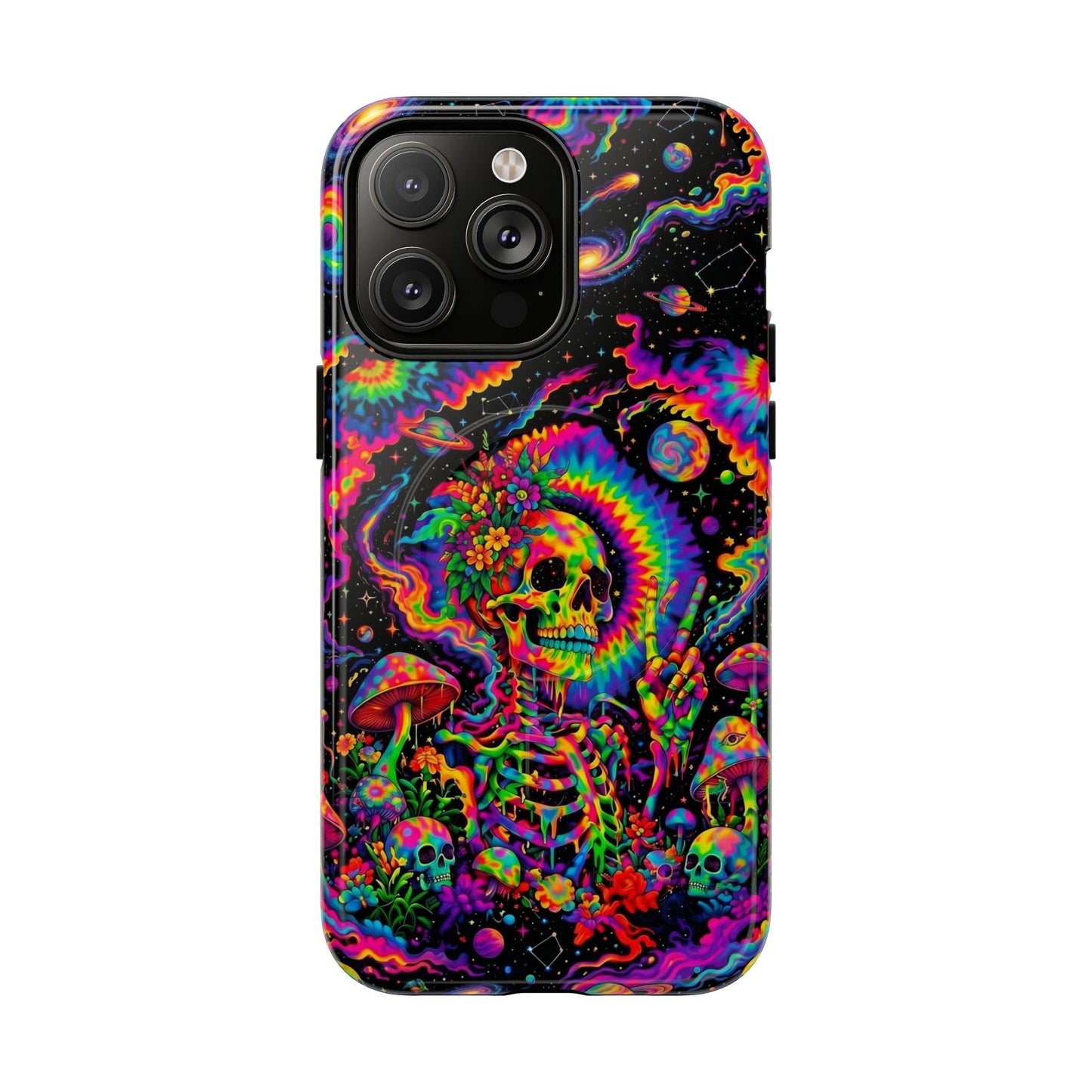 HIPPIE SKULL PSYCHEDELIC MAGNETIC PHONE CASE  - TLNO2904262