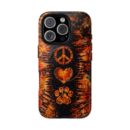 PEACE LOVE PAW PRINT VINTAGE MAGNETIC  PHONE CASE  - TLHN2204264