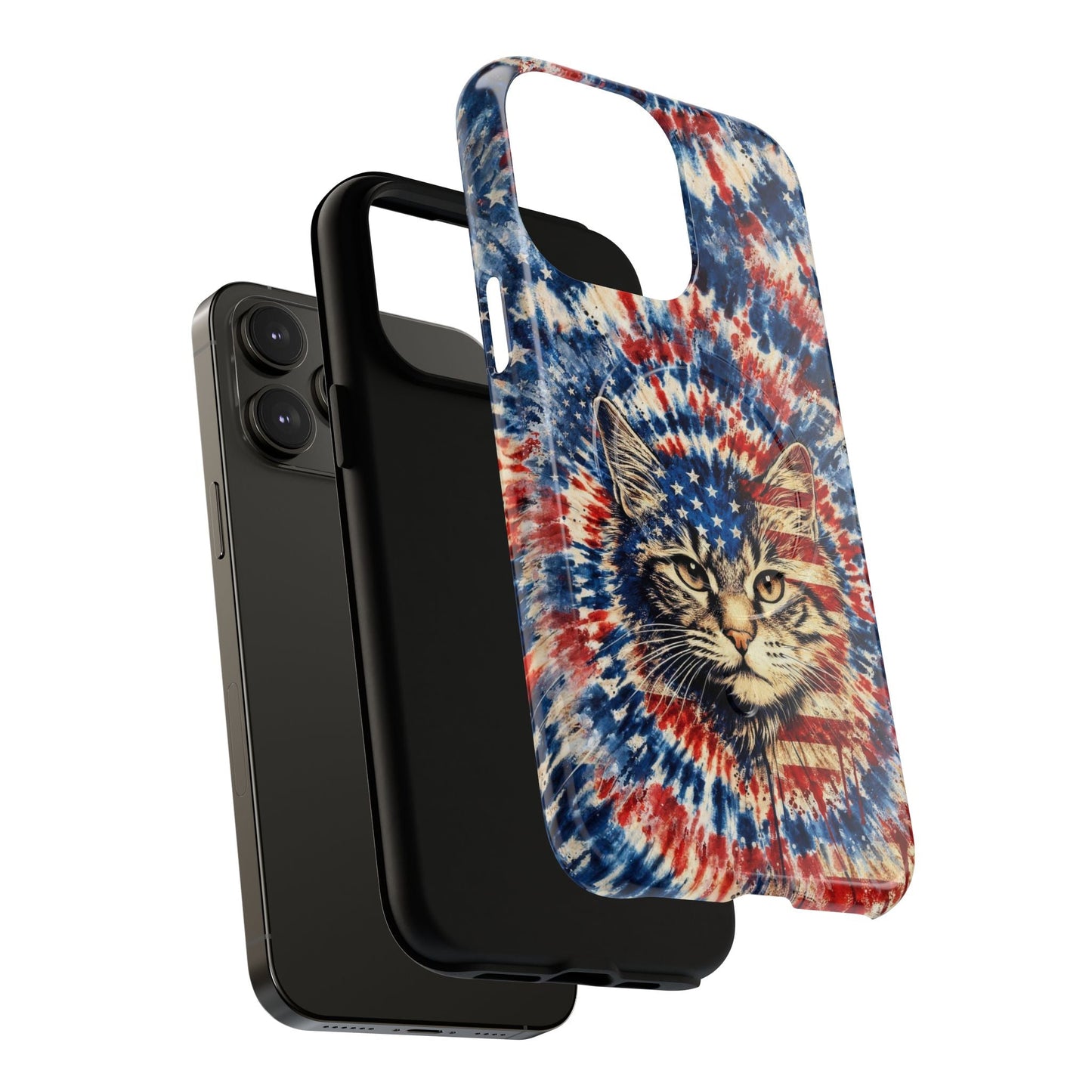 CAT RED WHITE & BLUE VINTAGE MAGNETIC PHONE CASE  - TLHG2004262