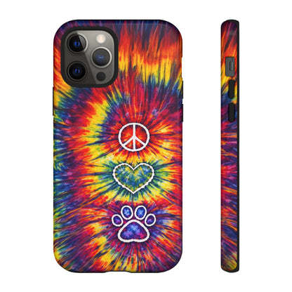 PEACE LOVE PAW PRINT COLORFUL PHONE CASE - TLNT1604262