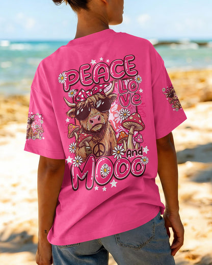 PEACE LOVE AND MOOO COW ALL OVER PRINT - TY1906262