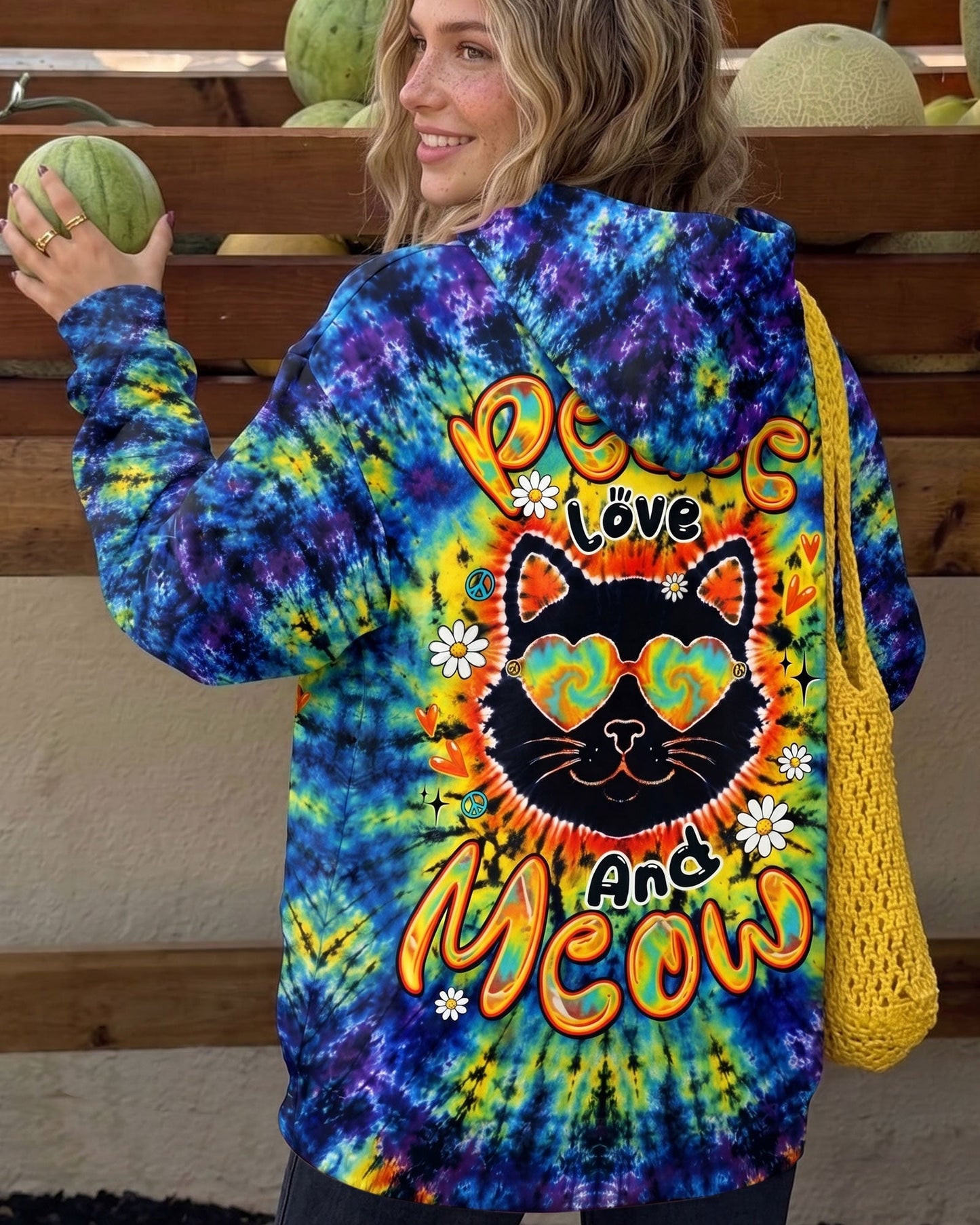 PEACE LOVE AND MEOW CAT BURST ALL OVER PRINT - TLTW0907262