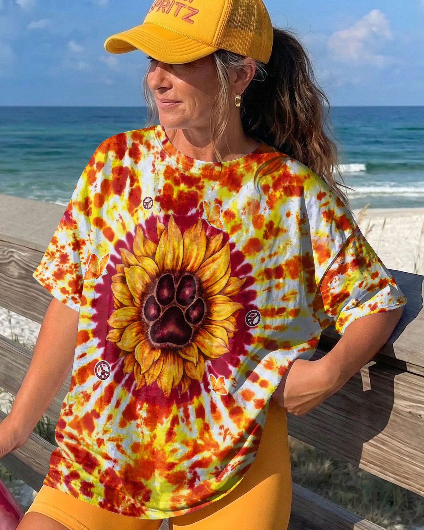 YOU ARE MY SUNSHINE PAW PRINT SUNFLOWER BURST ALL OVER PRINT  - TLTW3006264
