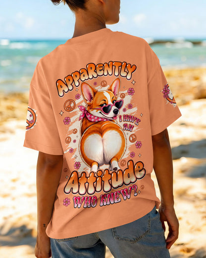 APPARENTLY I HAVE AN ATTITUDE WHO KNEW CORGI DOG ALL OVER PRINT - TYQY0505262