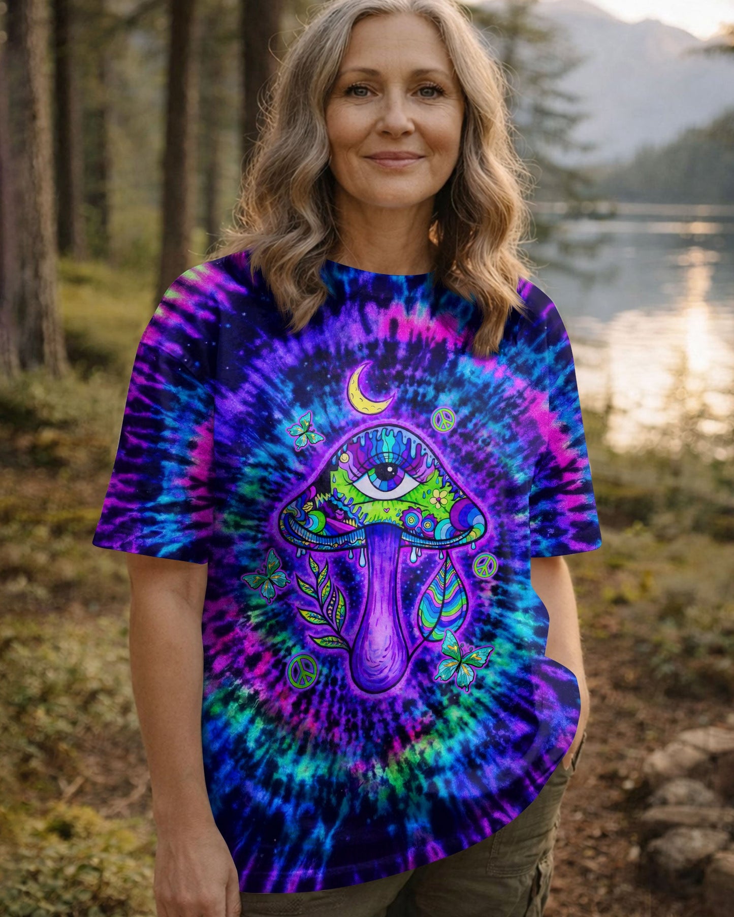 EAT MUSHROOMS SEE THE UNIVERSE SWIRL ALL OVER PRINT  - TLTW0904262