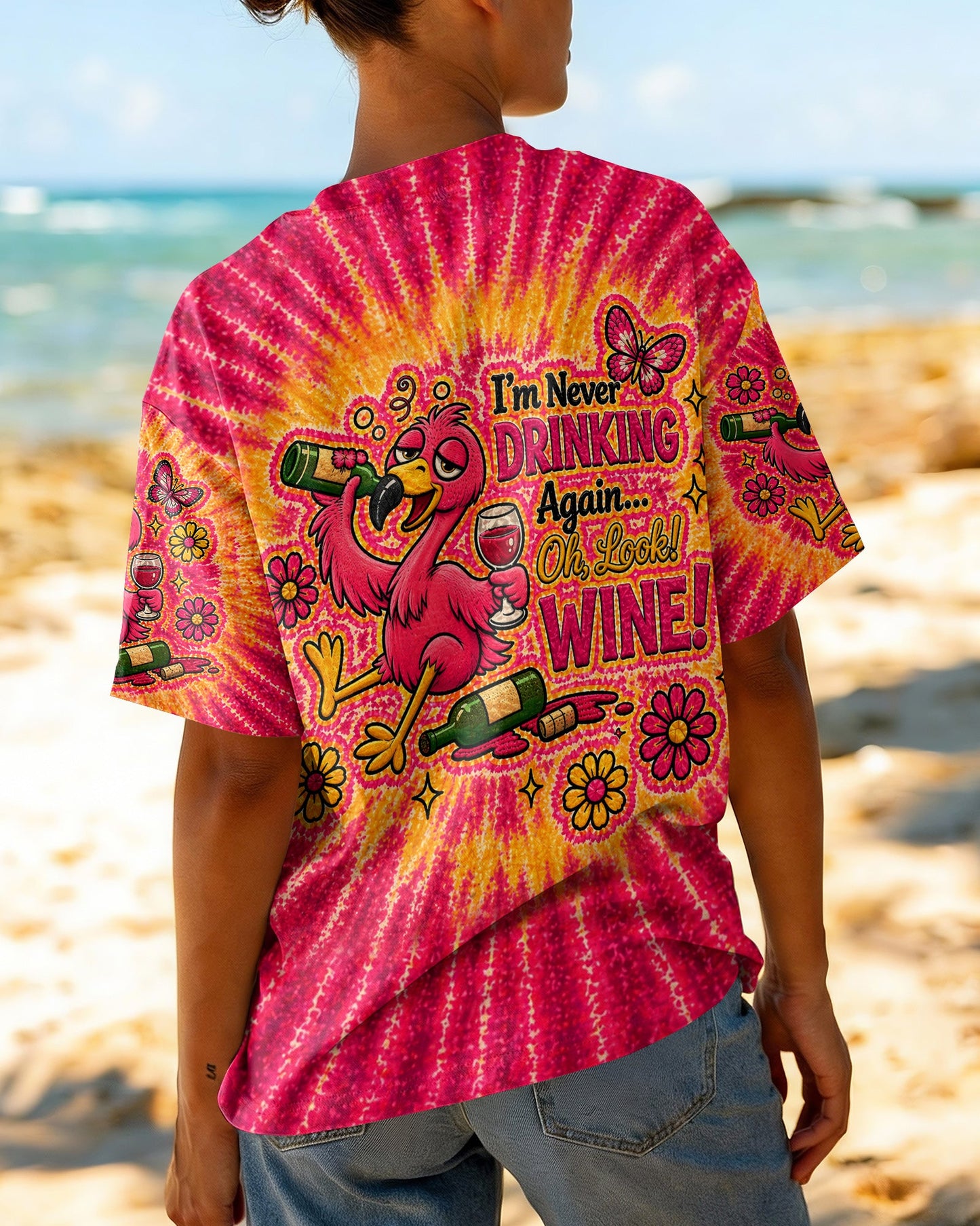 I'M NEVER DRINKING AGAIN FLAMINGO ALL OVER PRINT   - TLHN2804262