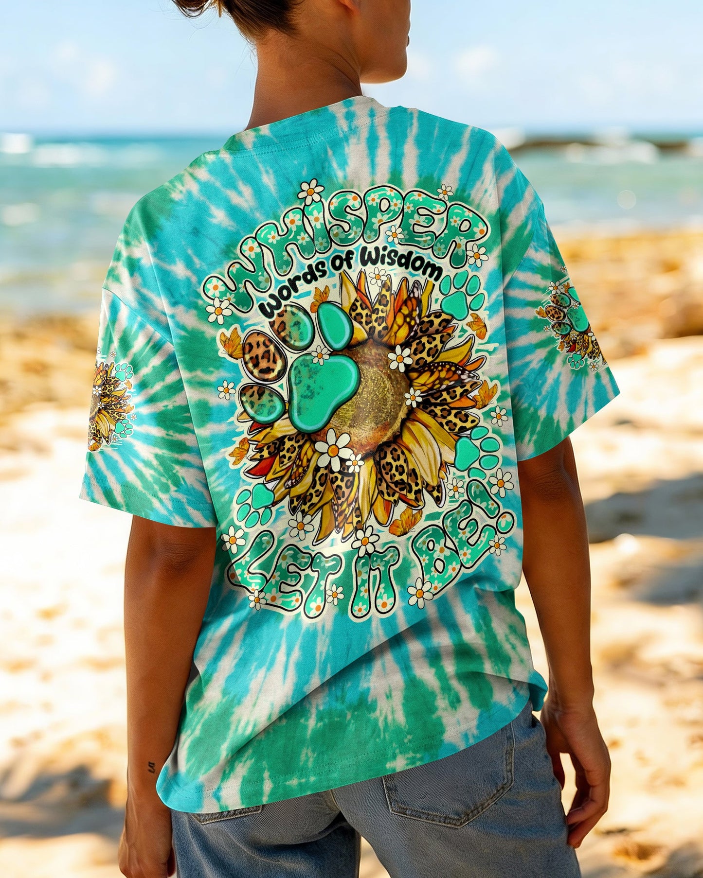 WHISPER WORDS OF WISDOM LET IT BE SUNFLOWER PAW ALL OVER PRINT - TY3005261