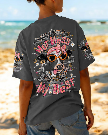 LITTLE BIT A HOT MESS COW ALL OVER PRINT  - TLHN1806264