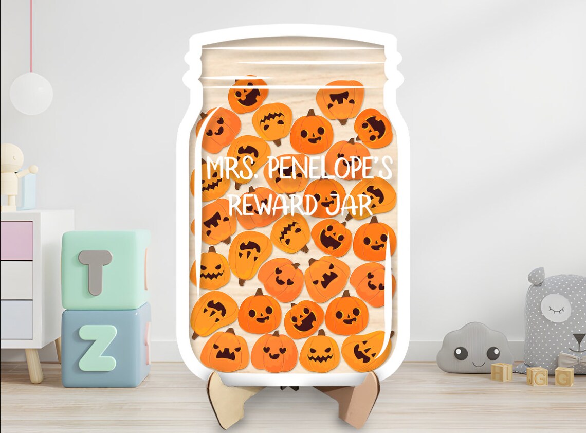 Personalized Pumpkin Halloween Reward Jar