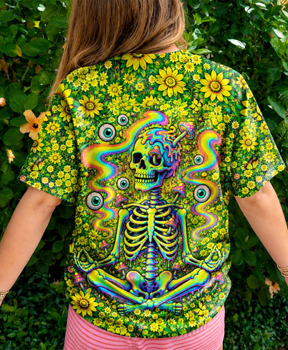 MELTING SKELETON SKULL FLOWER ALL OVER PRINT  - TLHN1505262