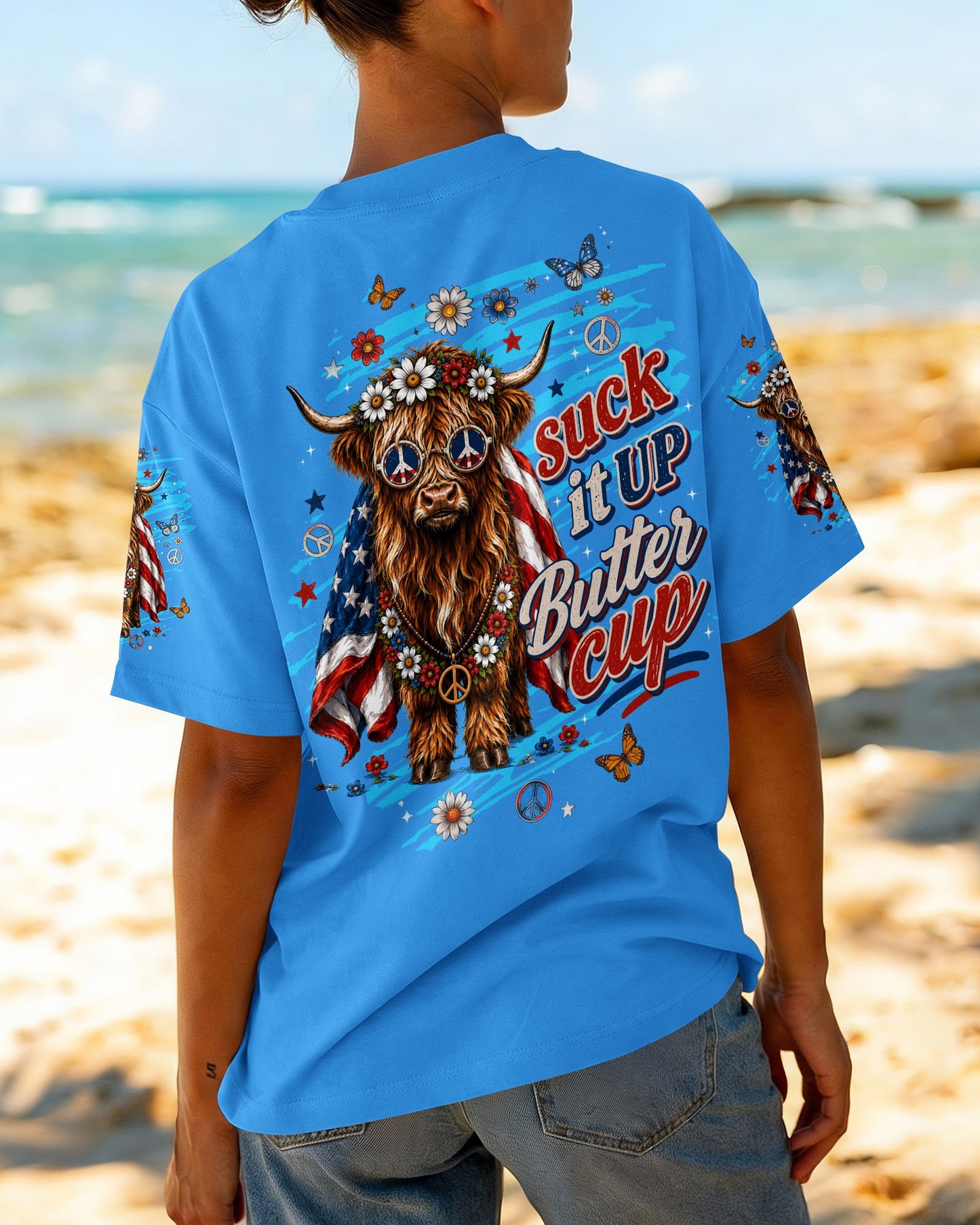 SUCK IT UP BUTTERCUP COW STARS & STRIPES ALL OVER PRINT - TLTW0406264