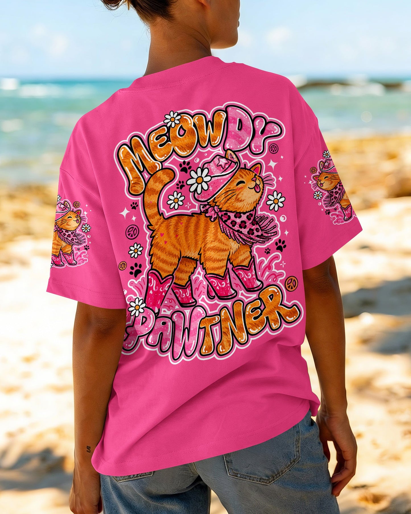 MEOWDY PAWTNER ORANGE TABBY CAT ALL OVER PRINT - TLNO0907262