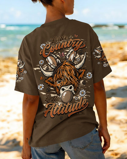 LITTLE COUNTRY LOTTA ATTITUDE COW ALL OVER PRINT  - TLTW1106262