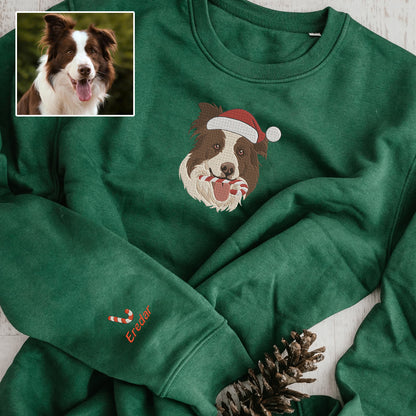Christmas Embroidered Pet Dog Cat Photo Hoodie Sweatshirt T-Shirt