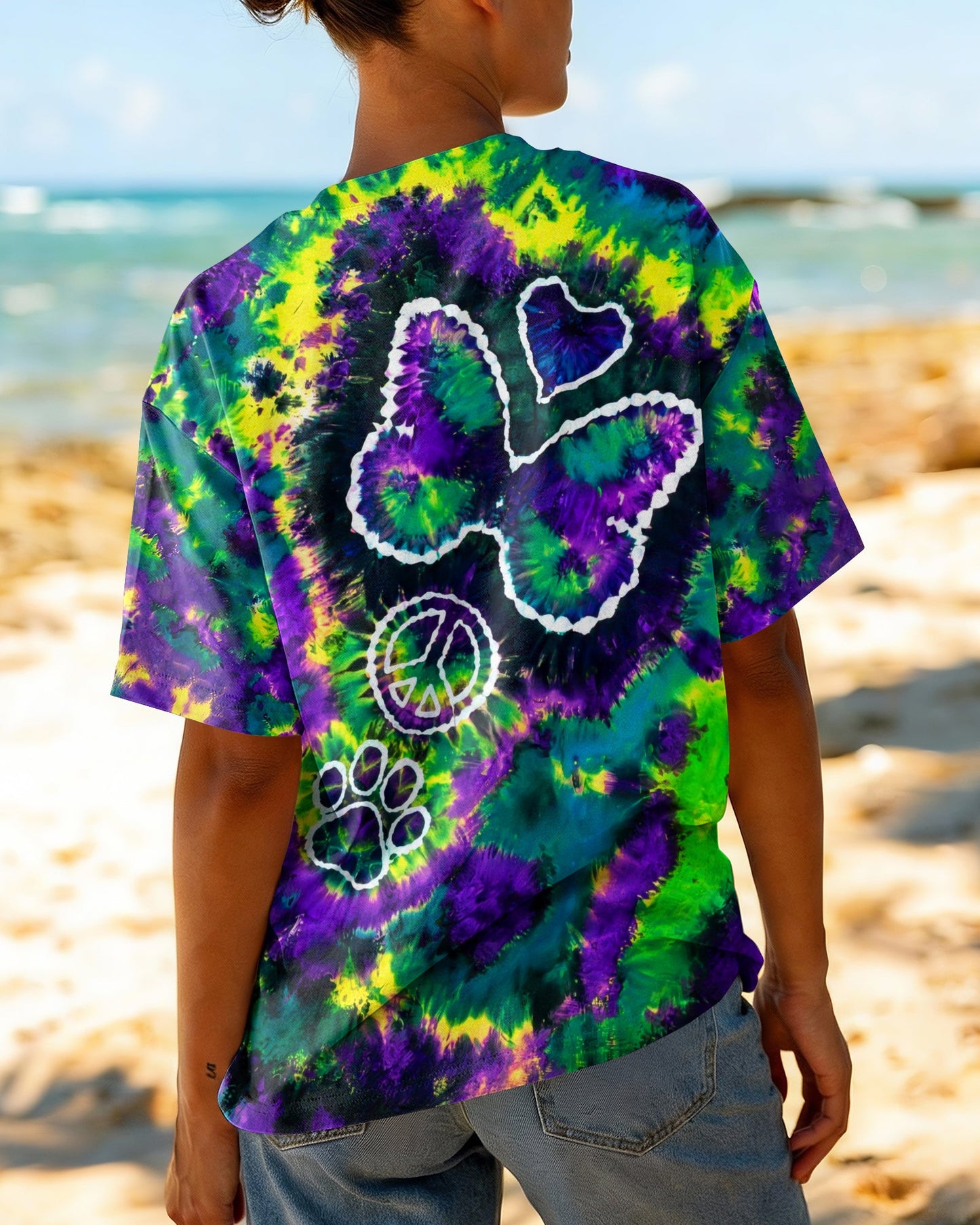 COSMIC BUTTERFLY PEACE LOVE PAW BURST ALL OVER PRINT - TLHG1506261