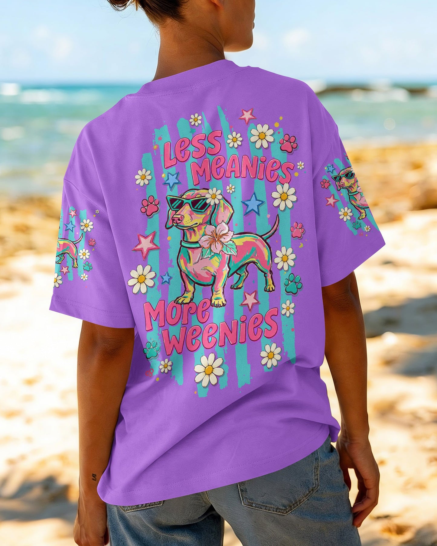 LESS MEANIES MORE WEENIES DACHSHUND DOG  ALL OVER PRINT - TLTW2005261