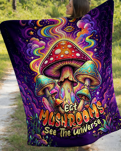 EAT MUSHROOMS SEE THE UNIVERSE FLEECE BLANKET - TYPQ1202263