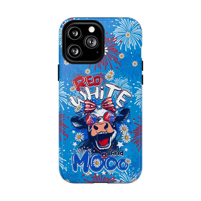 RED WHITE AND MOOO COW MAGNETIC PHONE CASE  - TY1306262