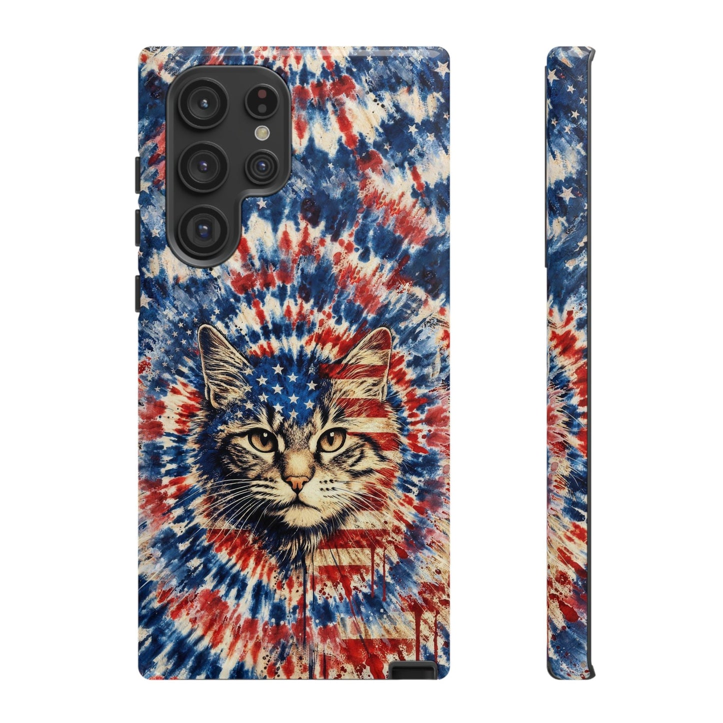 CAT RED WHITE & BLUE VINTAGE PHONE CASE  - TLHG2004262