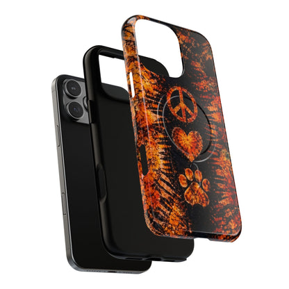 PEACE LOVE PAW PRINT VINTAGE MAGNETIC  PHONE CASE  - TLHN2204264
