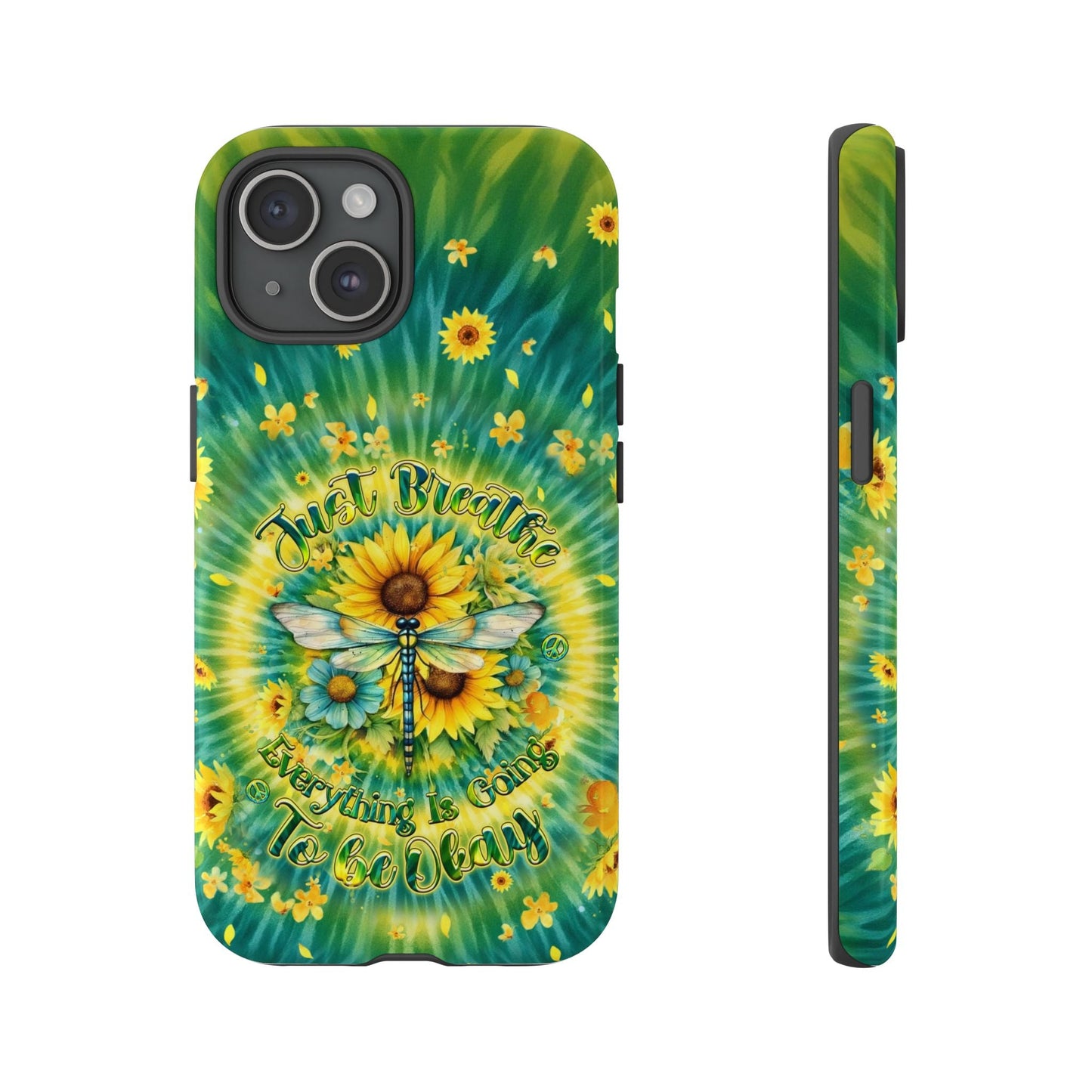JUST BREATHE DRAGONFLY FLORAL SWIRL PHONE CASE  - TLHG1304263