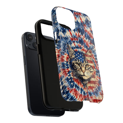 CAT RED WHITE & BLUE VINTAGE MAGNETIC PHONE CASE  - TLHG2004262