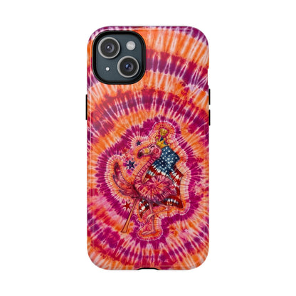 RED WHITE & BLUE FLAMINGO SWIRL MAGNETIC PHONE CASE  - TLNO0405262