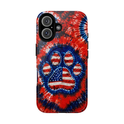 PAW PRINT RED WHITE & BLUE MAGNETIC PHONE CASE  - TLHN0405264
