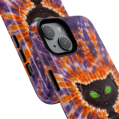 BLACK CAT PURPLE & ORANGE MAGNETIC  PHONE CASE  - TLHN2404264