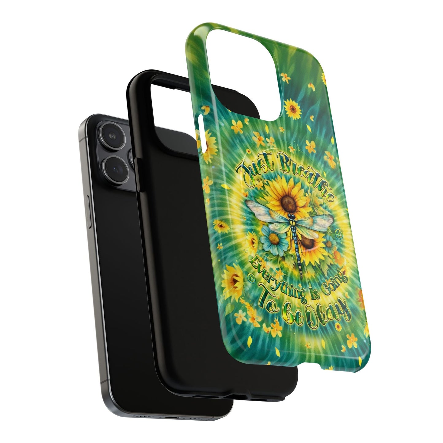 JUST BREATHE DRAGONFLY FLORAL MAGNETIC PHONE CASE  - TLHG1304263