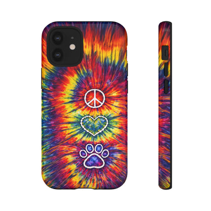 PEACE LOVE PAW PRINT COLORFUL PHONE CASE - TLNT1604262