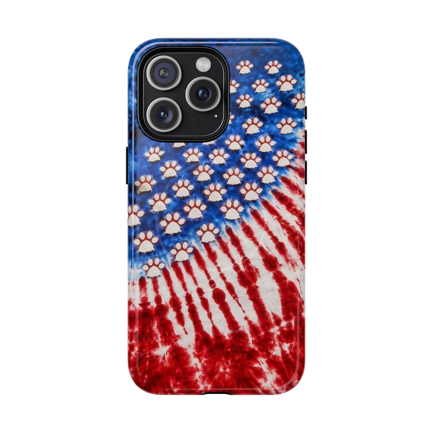PAW PRINT RED WHITE & BLUE MAGNETIC PHONE CASE - TLHG1704262