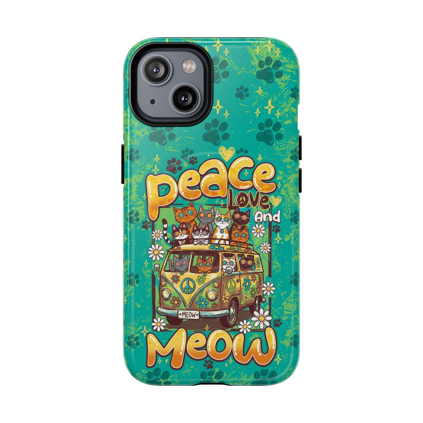 PEACE LOVE AND MEOW CATS MAGNETIC PHONE CASE - TY0707263
