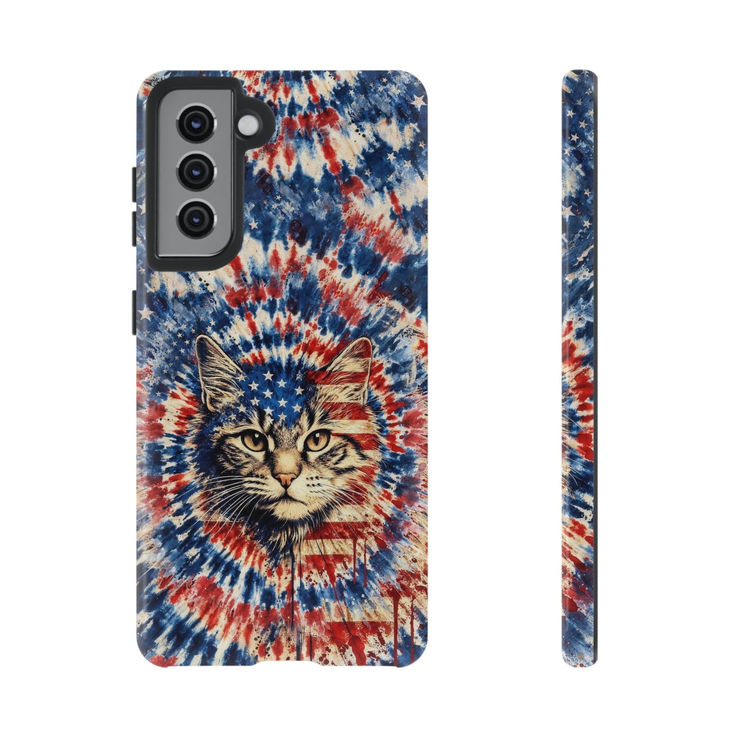 CAT RED WHITE & BLUE VINTAGE PHONE CASE  - TLHG2004262