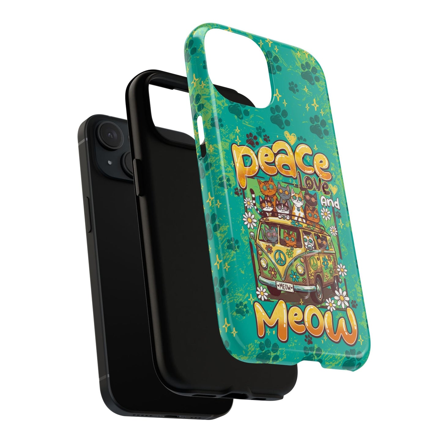 PEACE LOVE AND MEOW CATS MAGNETIC PHONE CASE - TY0707263